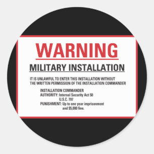 Waarschuwingsgebied 51 Militaire Installatie Ronde Sticker
