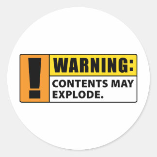 Waarschuwingsinhoud kan ontploffen ronde sticker