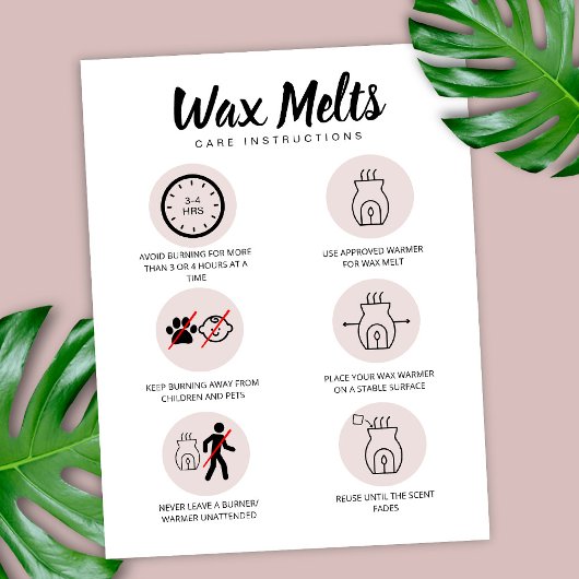 Waarschuwingsinstructies voor Wax Melts Zorgkaart  Bedankkaart