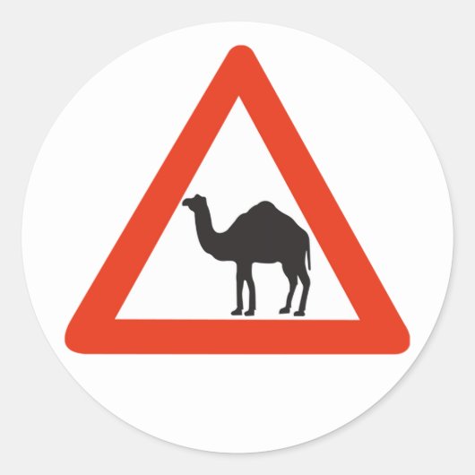 Waarschuwingskamelen, verkeersbord, Verenigde Arab Ronde Sticker (Voorkant)