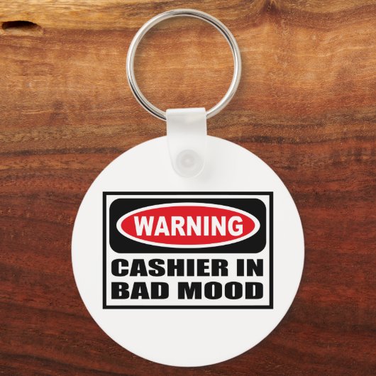 WaarschuwingsKASHIER IN BAD MOOD Sleutelhanger (Voorkant)