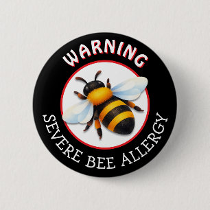 Waarschuwingsknop Ernstige Bijenallergie Alert Ronde Button 5,7 Cm
