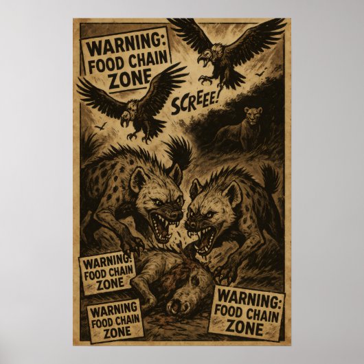 Waarschuwingskunst voor voedselketenzones poster (Voorkant)