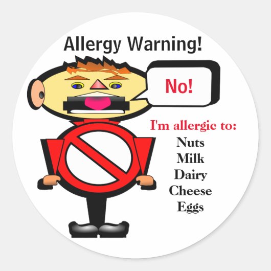 Waarschuwingslabel voor allergie ronde sticker (Voorkant)