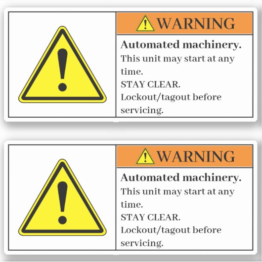 Waarschuwingslabel voor geautomatiseerde machine sticker (Voorkant)