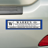 Waarschuwingslabel Warren Bumpersticker (Op auto)
