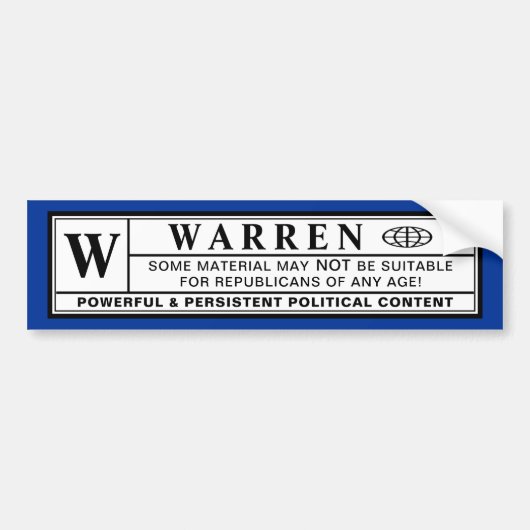 Waarschuwingslabel Warren Bumpersticker (Voorkant)