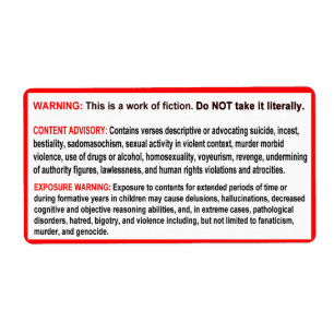 Waarschuwingslabels voor uw bijbel etiket