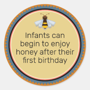 Waarschuwingsnummer bijenpictogram honing Baby Ronde Sticker