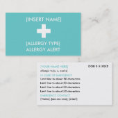 Waarschuwingsnummer voor allergie/ICE-kaart Visitekaartje (Voorkant / Achterkant)