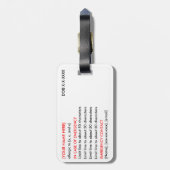 Waarschuwingsnummer voor allergie/ICE-Label Bagagelabel (Achterkant verticaal)