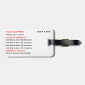 Waarschuwingsnummer voor allergie/ICE-Label Bagagelabel (Achterkant horizontaal)