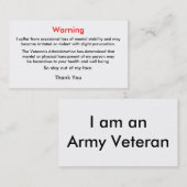 Waarschuwingsoproepkaart van Veteran Contactkaartje (Voorkant / Achterkant)