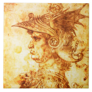 WAARSCHUWINGSPROFIEL IN DRAGON HELMET Sepia Tekeni Tegeltje