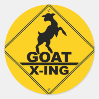 WAARSCHUWINGSSIGN VOOR BEWARING VAN HET GOAT X-ing Ronde Sticker