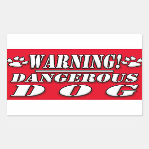 Waarschuwingssignaal   Gevaarlijke honden Rechthoekige Sticker