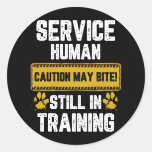 WAARSCHUWINGSSIGNAAL SERVICE MENSELIJKE VOORZICHTI RONDE STICKER