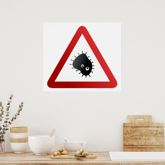 Waarschuwingssignaal voor bacteriën poster (Keuken)