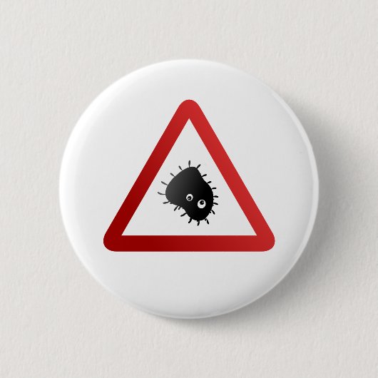 Waarschuwingssignaal voor bacteriën ronde button 5,7 cm (Voorkant)