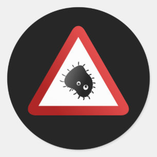 Waarschuwingssignaal voor bacteriën ronde sticker