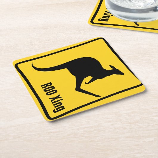 Waarschuwingssignaal voor kangoeroe kartonnen onderzetters (Schuin)