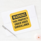 Waarschuwingssignaal voor videobewaking vierkante sticker (Envelop)