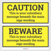 Waarschuwingssignalen - twee zwarte en gele gebare sticker (Vel)