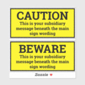 Waarschuwingssignalen - twee zwarte en gele gebare sticker (Vel)