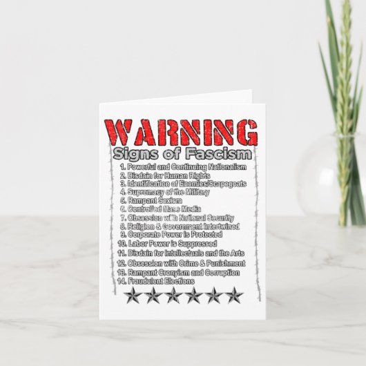 Waarschuwingssignalen van fascisme en anti-Trump v Kaart (Voorkant)