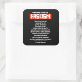 Waarschuwingssignalen van fascisme vierkante sticker (Tas)