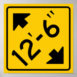 Waarschuwingssnelwegteken voor lage klaring poster