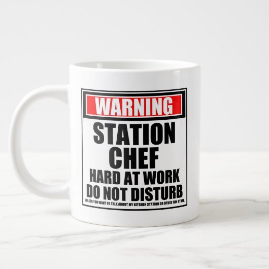 Waarschuwingsstation Chef Hard At Work storen niet Grote Koffiekop (Links)