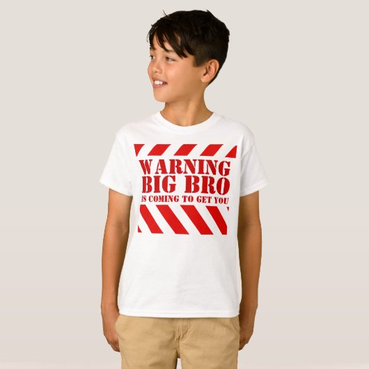 Waarschuwingsstrepen voor kinderen groot bro T-shi T-shirt (Voorkant volledig)