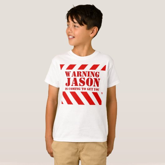 Waarschuwingsstrepen voor kinderen: jason t-shirt (Voorkant volledig)