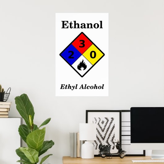 Waarschuwingssymbool Ethanol MSDS Poster (Thuiskantoor)