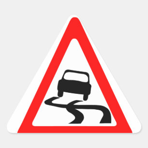 Waarschuwingssymbool voor gladde weg sticker
