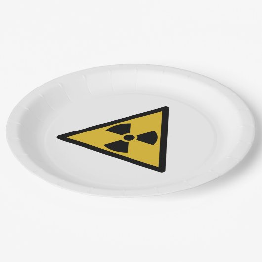 Waarschuwingssymbool voor straling (radioactief ge papieren bordje (Gekanteld)