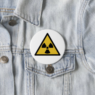 Waarschuwingssymbool voor straling (radioactief ge ronde button 7,6 cm