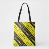 waarschuwingsteken bij constructie tote bag (Voorkant)