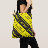 waarschuwingsteken bij constructie tote bag (Dichtbij)