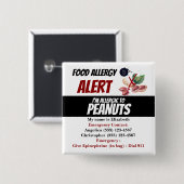 Waarschuwingswaarschuwing voor panut Food Allergy Vierkante Button 5,1 Cm (Voorkant /achterkant)