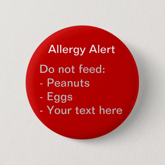 Waarschuwingswaarschuwingen voor allergie ronde button 5,7 cm (Voorkant)