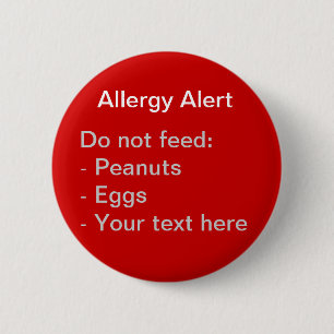 Waarschuwingswaarschuwingen voor allergie ronde button 5,7 cm