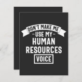 waarvan make me use my hr voice, funny job bedankkaart (Voorkant / Achterkant)