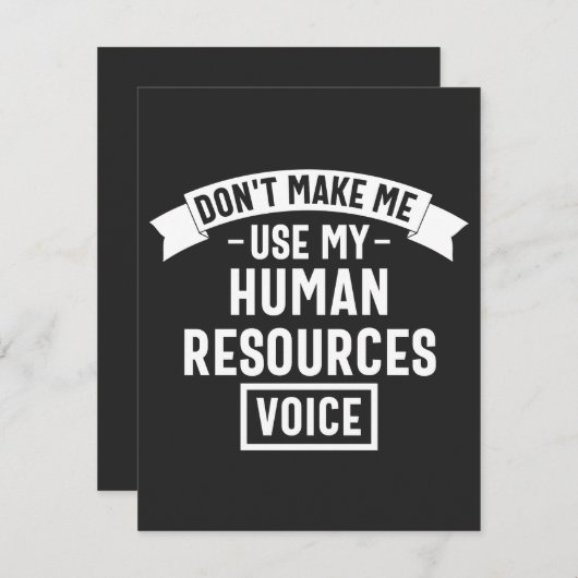 waarvan make me use my hr voice, funny job bedankkaart (Voorkant / Achterkant)