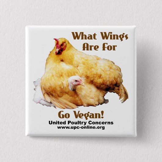 waarvoor wings - go Vegan Vierkante Button 5,1 Cm (Voorkant)