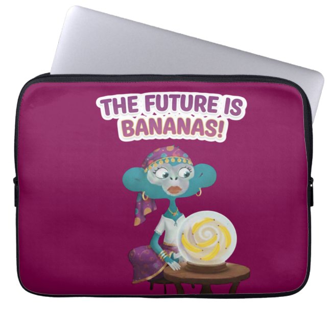 Waarzeggende aap laptop sleeve (Voorkant)