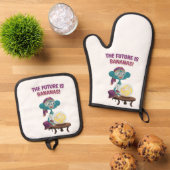 Waarzeggende aap ovenwant & pannenlap set (Top down)