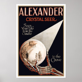 Waarzeggerij door Alexander, 1910. Antieke Magie Poster