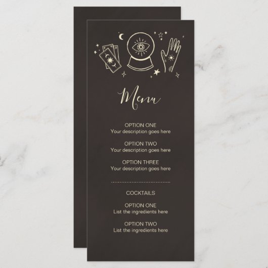 Waarzeggerij Hekserij Halloween-feest cocktailmenu Menu (Voorkant / Achterkant)